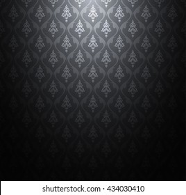 Thailand Thai Black Dark Background Pattern Texture, Vintage Wallpaper Design Vector 