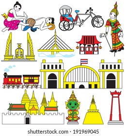 Thailand - Thai icons and symbols illustration set