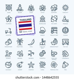 Thailand, Thai - minimal thin line icon web set. Outline icons collection. World Travel tourism. Simple vector illustration.