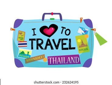 Thailand themed Colorful Travel Baggage vector and jpg