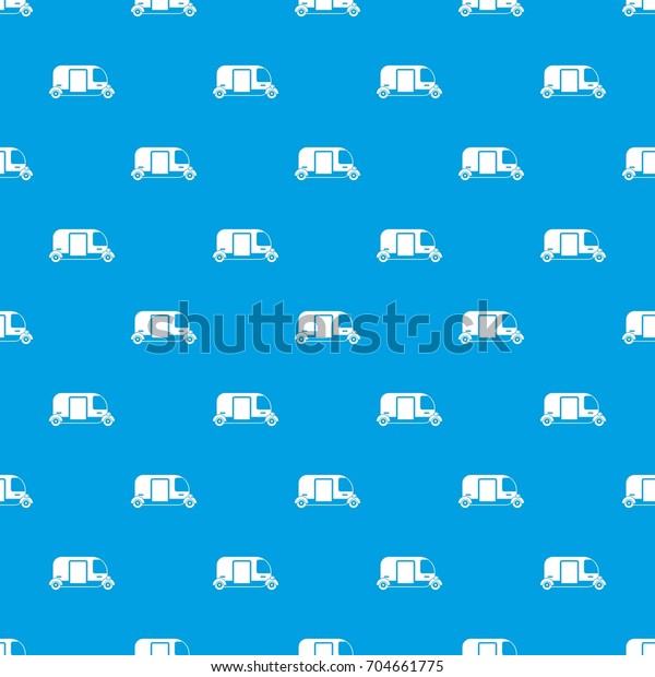 Thailand three\
wheel native taxi pattern repeat seamless in blue color for any\
design. Vector geometric\
illustration