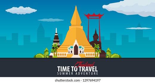 Thailand. Time to Travel banner. Vector illustration