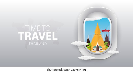 Thailand. Time to Travel banner. Vector illustration