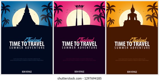Thailand. Time to Travel set of banners. Vector illustration