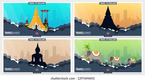 Thailand. Time to Travel set of banners. Vector illustration