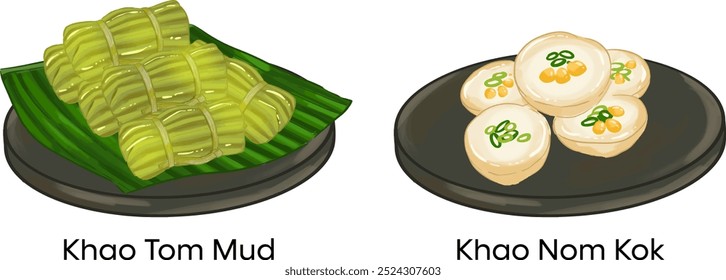 Thailand Traditional National Cuisine Illustration Set