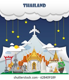 Thailand travel background Landmark Global Travel And Journey Infographic Vector Design Template. illustration.