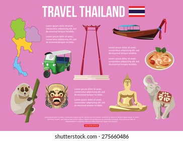 Thailand travel background with place for text. Vector illustration.