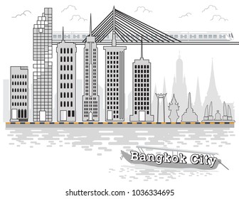 Thailand and travel in Bangkok city. vector illustration