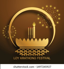 Thailand travel concept. Loy Krathong Festival in flat style.