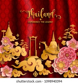 Thailand travel concept The Most Beautiful Places To Visit In Thailand in flat style.