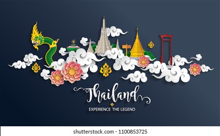 Thailand travel concept The Most Beautiful Places To Visit In Thailand in flat style.