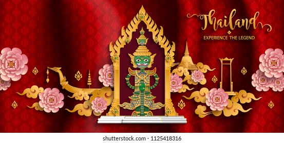 
Thailand travel concept The Most Beautiful Places To Visit In Thailand in flat style.
