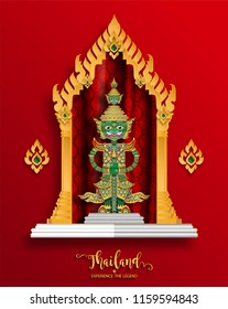 Thailand travel concept The Most Beautiful ramayana puppet Tosakan In Thailand in flat style.