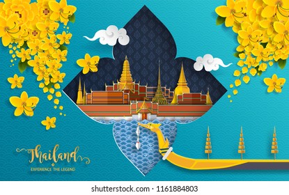 Tailandia concepto de viajes Los Lugares Más Bellos Para Visitar en Tailandia en estilo plano.