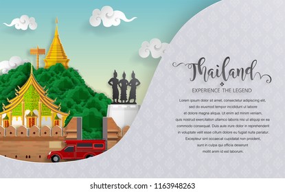 Thailand travel concept The Most Beautiful Places To Visit In Thailand in flat style.