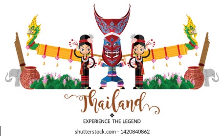 Thailand travel concept The Most Beautiful Places To Visit In Thailand in flat style.