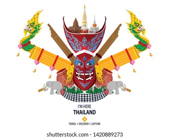 Thailand travel concept The Most Beautiful Places To Visit In Thailand in flat style.