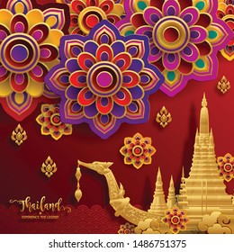 Thailand travel concept The Most Beautiful Places To Visit In Thailand in flat style.

