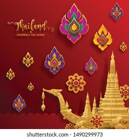 Thailand travel concept The Most Beautiful Places To Visit In Thailand in flat style.