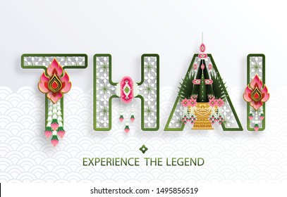 Thailand travel concept The Most Beautiful Places To Visit In Thailand in flat style.