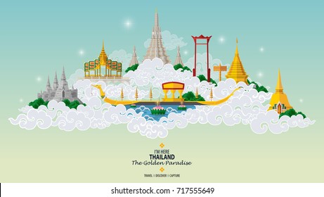 Thailand travel concept The Most Beautiful Places To Visit In Thailand in flat style.