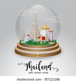 Thailand travel concept - The Most Beautiful Places To Visit In Thailand - flat style.