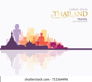 Thailand travel flat style. Vector and Illustration