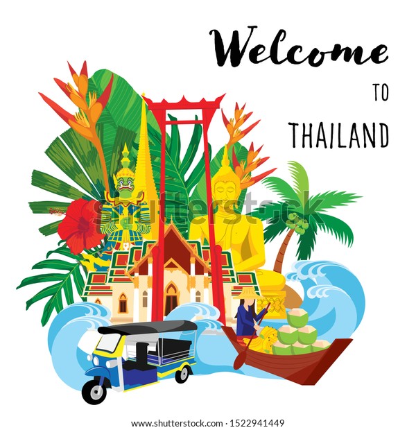 Thailand Travel Icon Set Architecture Thai Stock Vector Royalty