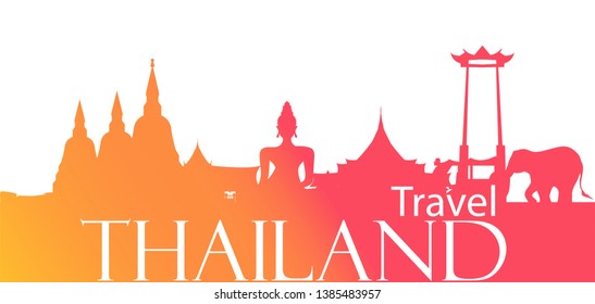 
Tailandia - Viajes emblemáticos - Viajes Tailandia Texto - Pancarta moderna Ideas y Concepto - Vector