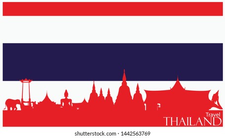 Thailand Travel Landmarks - Travel Thailand  Text  - Banner modern Idea and Concept.