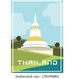 Thailand travel poster concept. Vector illustration with Thai culture. Thailand Poster Design.