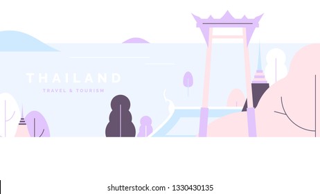 Thailand travel and tourism poster design, pastel theme