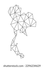 Thailand triangle line map connected by black lines. 