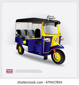 Thailand Tuk Tuk Car Vector Illustration