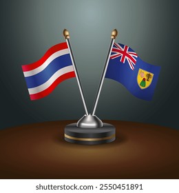 Tailandia y Turquía y Caicos banderas de la tabla de relación con el fondo de gradiente. Ilustración vectorial