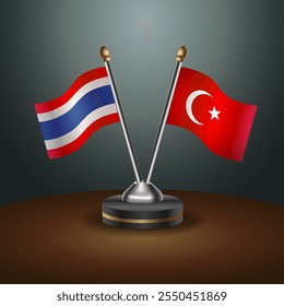 Thailand und Türkei Tabelle Flaggen Beziehung mit Farbverlauf Hintergrund. Vektorgrafik