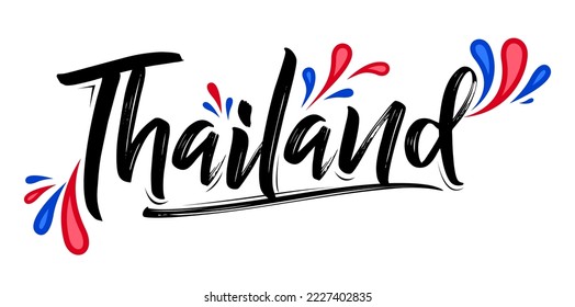 Thailand typographic design Thai flag colors vector illustration