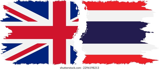 Thailand and UK grunge flags connection, vector
