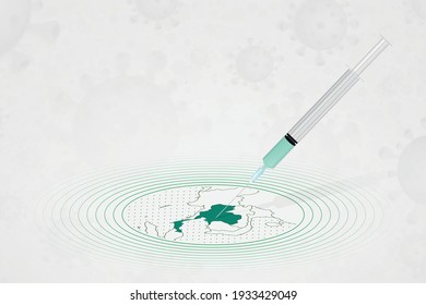 Thailand vaccination concept, vaccine injection in map of Thailand. Vaccine and vaccination against coronavirus, COVID-19. Vector template about Healthcare.