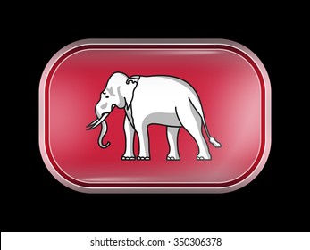 Thailand Variant Flag. Rectangular Shape with Rounded Corners. This Flag is One of a Series of Glass Buttons