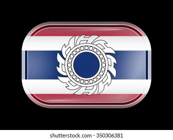 Thailand Variant Flag. Rectangular Shape with Rounded Corners. This Flag is One of a Series of Glass Buttons