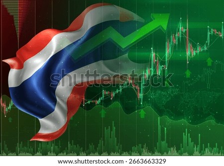 Thailand, vector 3d flag financial exchange trend up