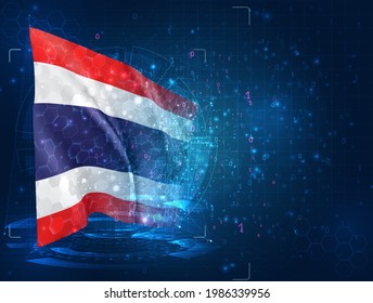 tailandia, indicador vector 3d sobre fondo azul con interfaces hud