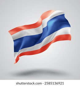 Thailand, vector 3d flag with waves on a white background