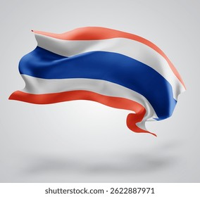Thailand, vector 3d flag with waves on a white background