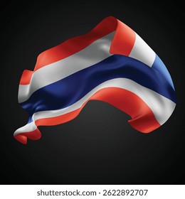 Tailândia, vetor 3d bandeira com ondas em um fundo preto