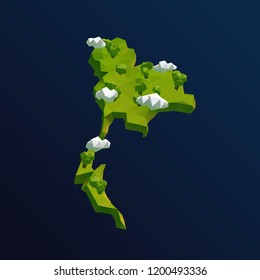 Thailand Vector Low Poly 3D Cartoon Map