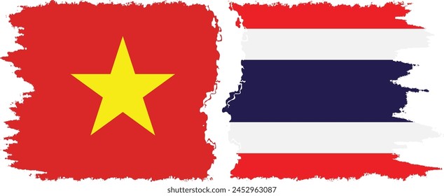 Thailand and Vietnam grunge flags connection, vector