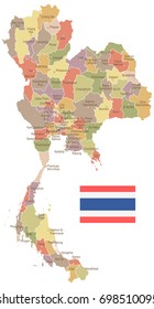 Thailand vintage map and flag - vector illustration